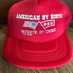 Vintage Red OSU Buckeyes Mesh Trucker SnapBack Hat Cap Ohio State University